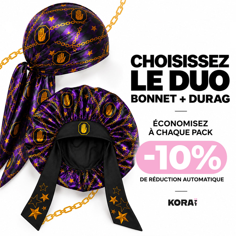 DUO Star Platinium Bonnet et Durag KORAÏ