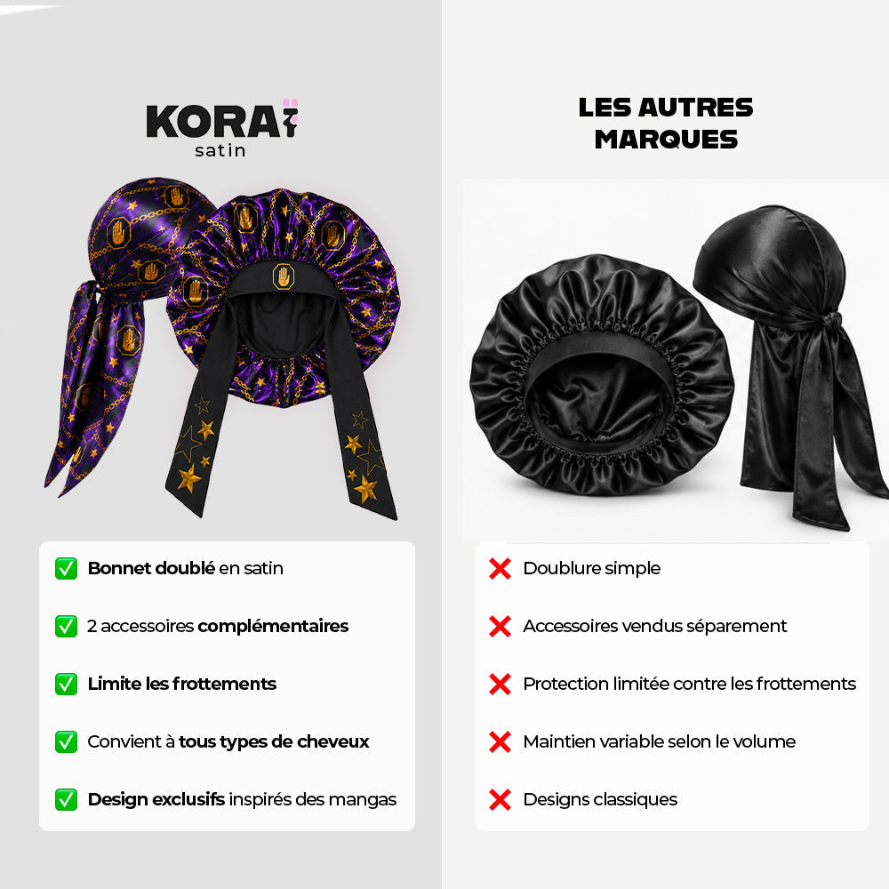 DUO Star Platinium Bonnet et Durag KORAÏ